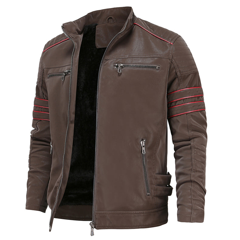 WW | Zip-Up Kunstleder Bikerjacke Leder Herrenjacke