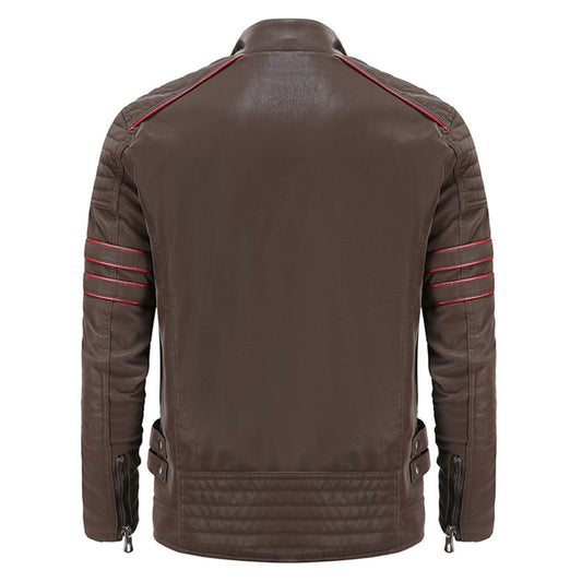 WW | Zip-Up Kunstleder Bikerjacke Leder Herrenjacke