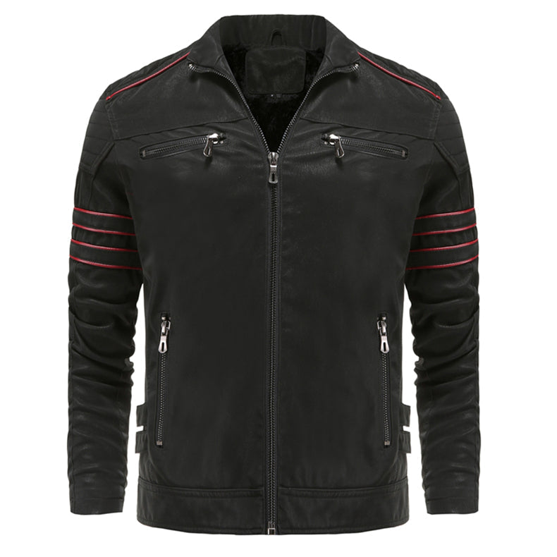 WW | Zip-Up Kunstleder Bikerjacke Leder Herrenjacke