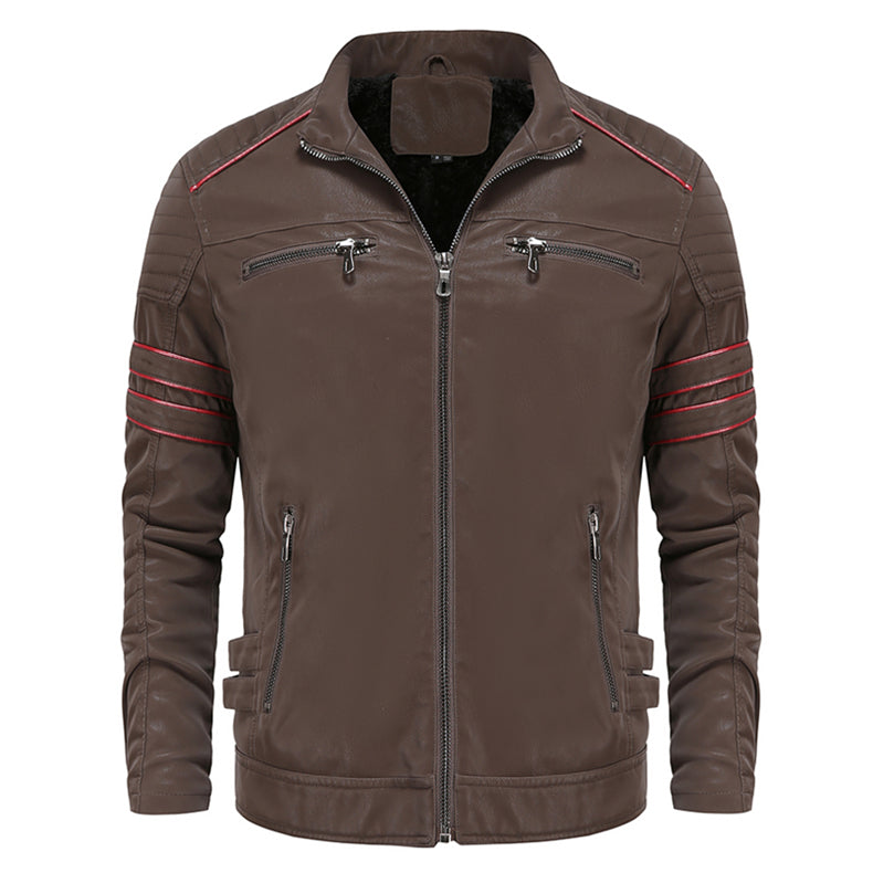 WW | Zip-Up Kunstleder Bikerjacke Leder Herrenjacke