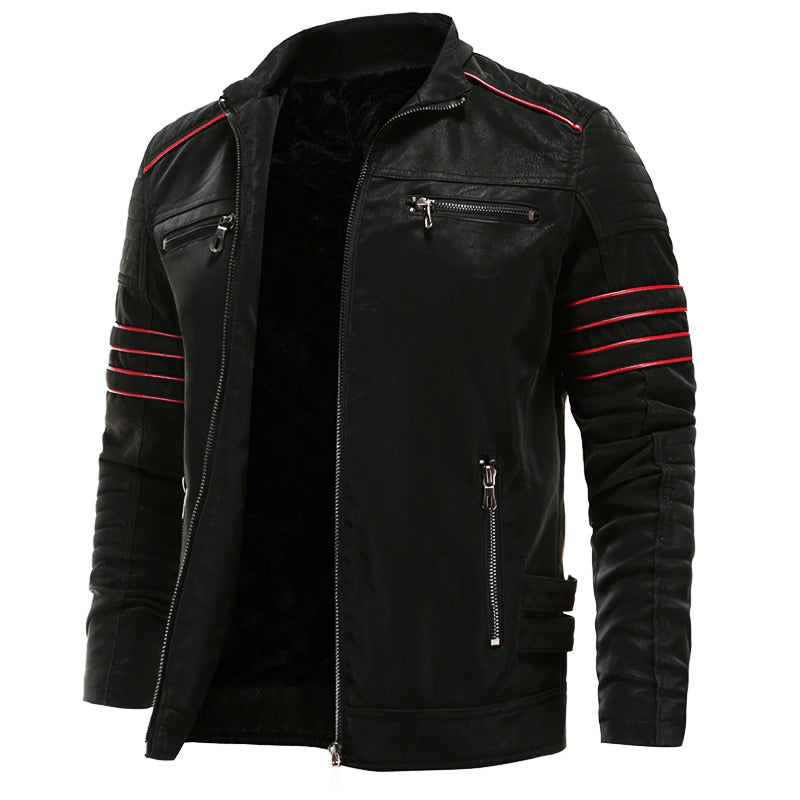 WW | Zip-Up Kunstleder Bikerjacke Leder Herrenjacke