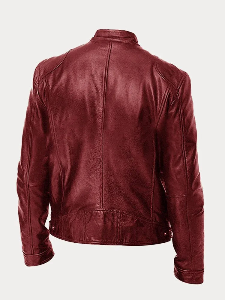 WW | Zip-Up Regular Fit Biker Jacket Leather Men's Jacket