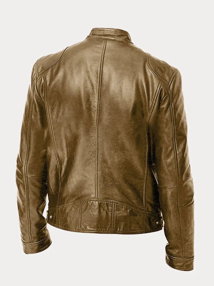 WW | Zip-Up Regular Fit Biker Jacket Leather Men's Jacket