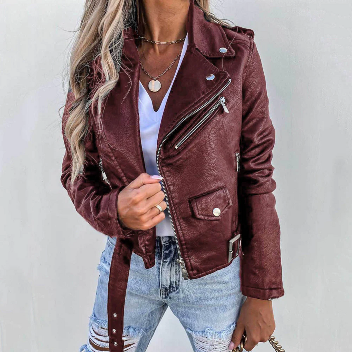WW | Fitted Leather Jacket for Women - Perfect for Casual Days