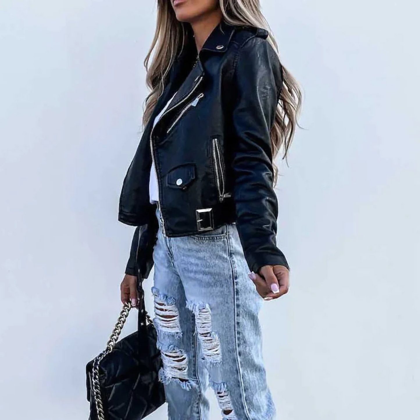 WW | Elegant, fitted leather jacket for women - Perfect for casual days