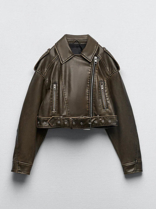 WW | Elegant Women's Leather Midi Jacket - Ideal for Winter