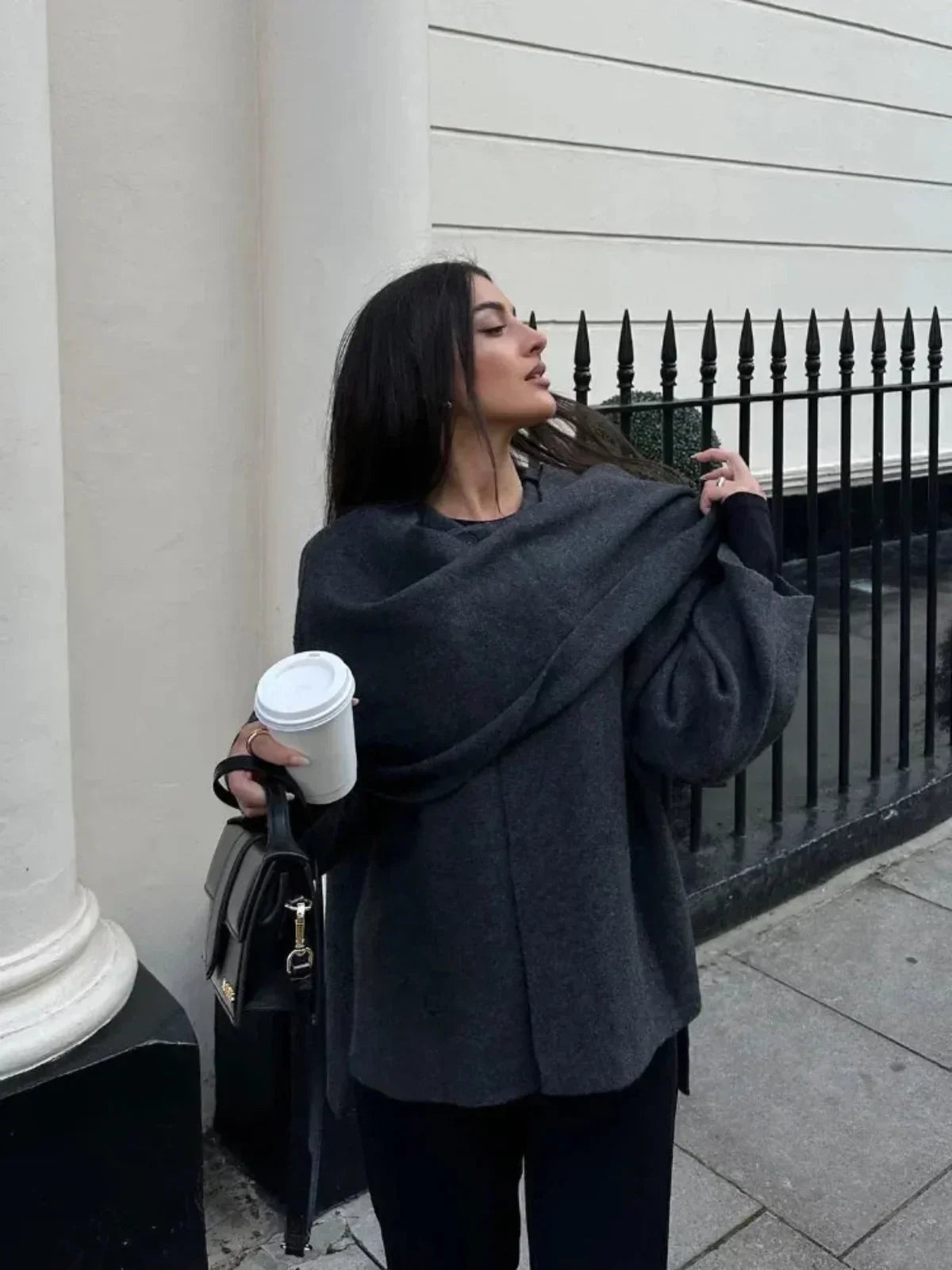 WW | Wool Blend Scarf Wrap Jacket
