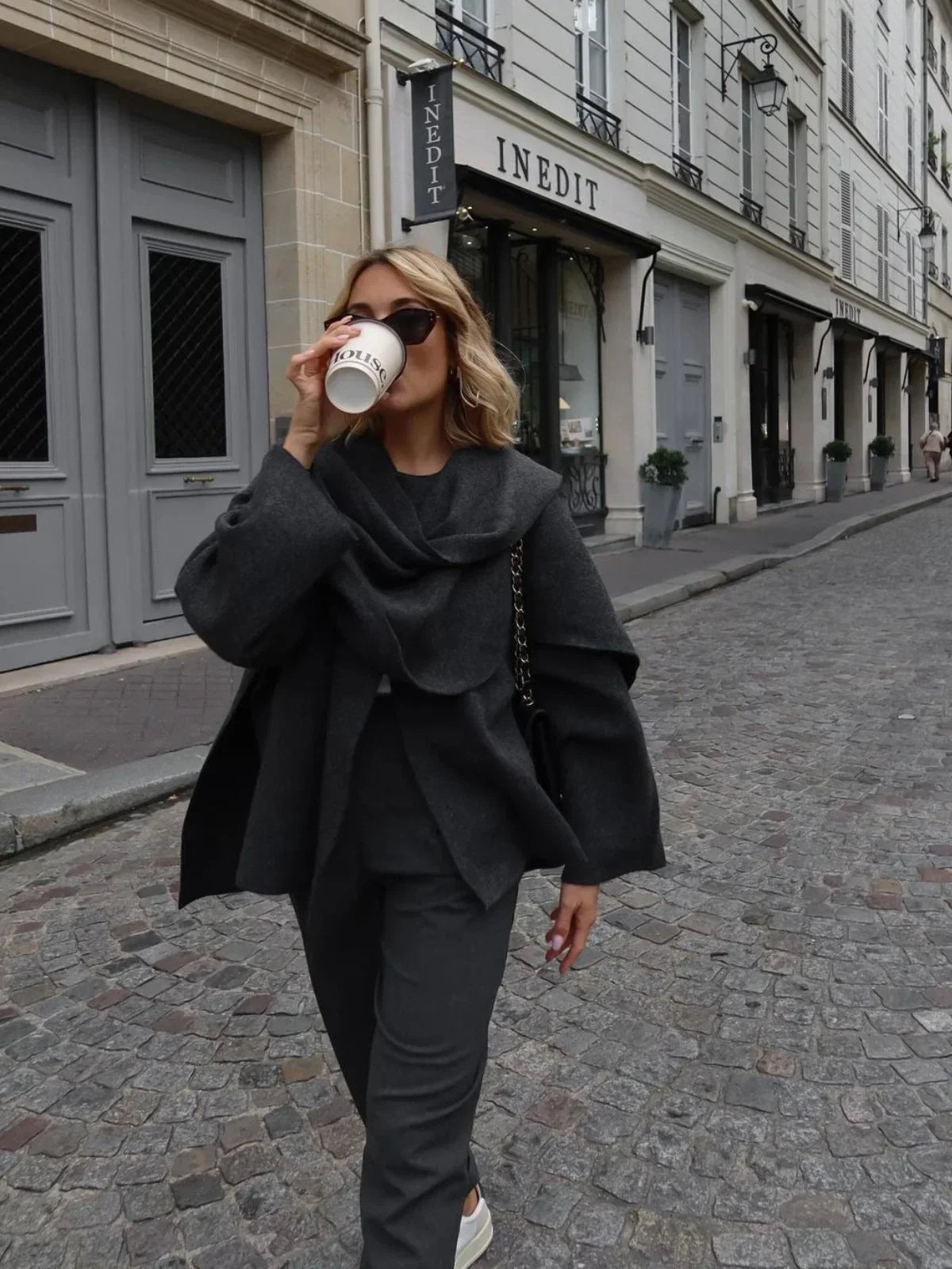 WW | Wool Blend Scarf Wrap Jacket