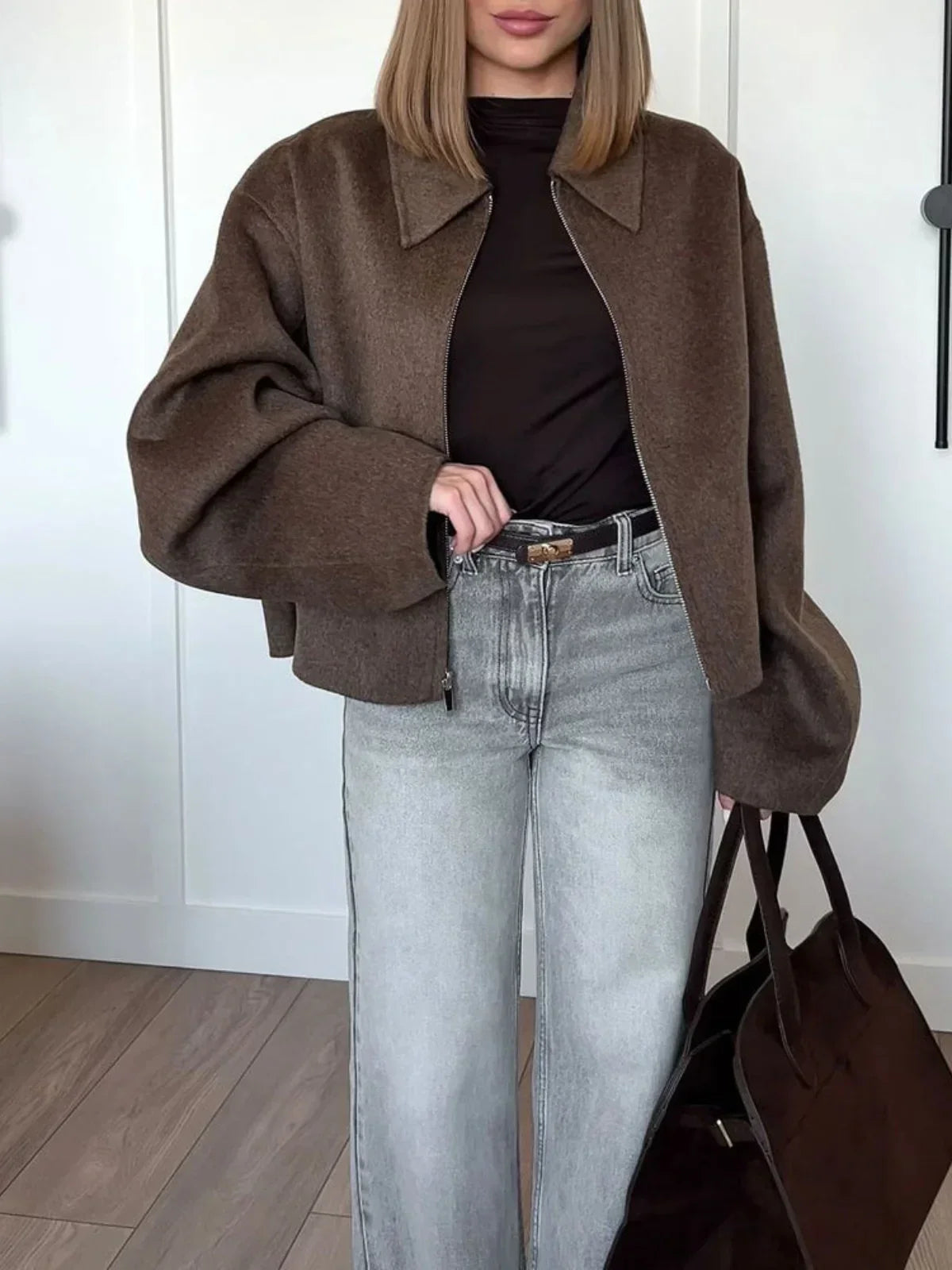 WW | Passform Woll Zip-Up Bomberjacke