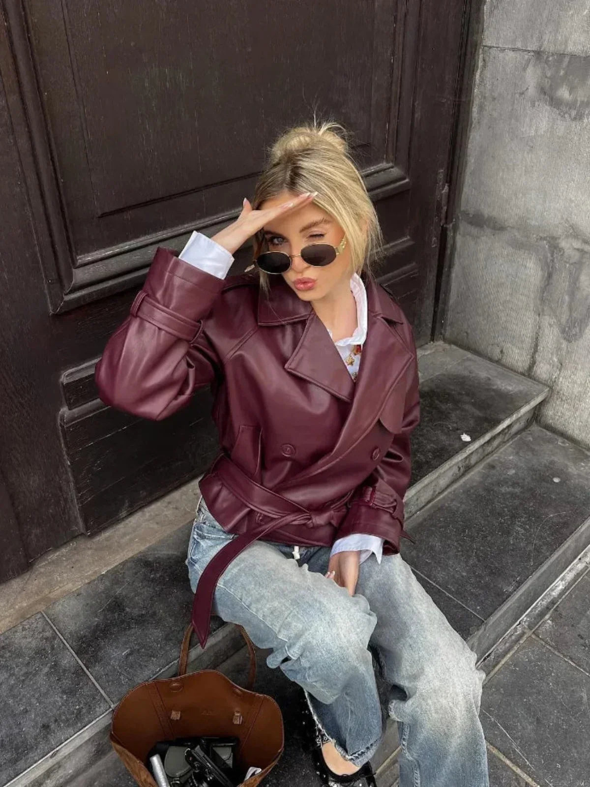 WW | Inspired Faux Leather Aviator Jacket