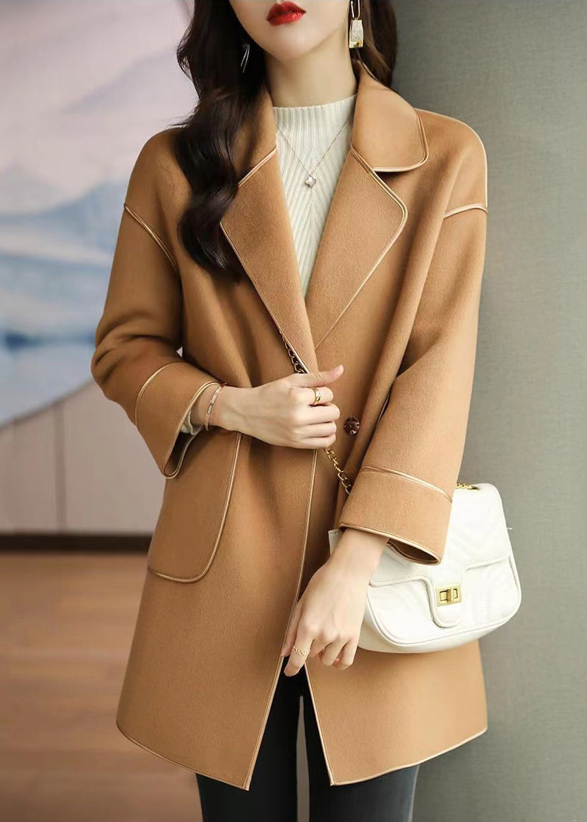 WW | Camel Wool Trench Coats Lapel Oversize