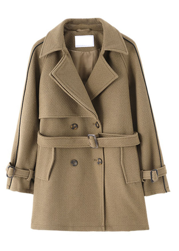 WW | Coffee Bags Patchwork Ribbons Thick Wool Coats Long Sleeves