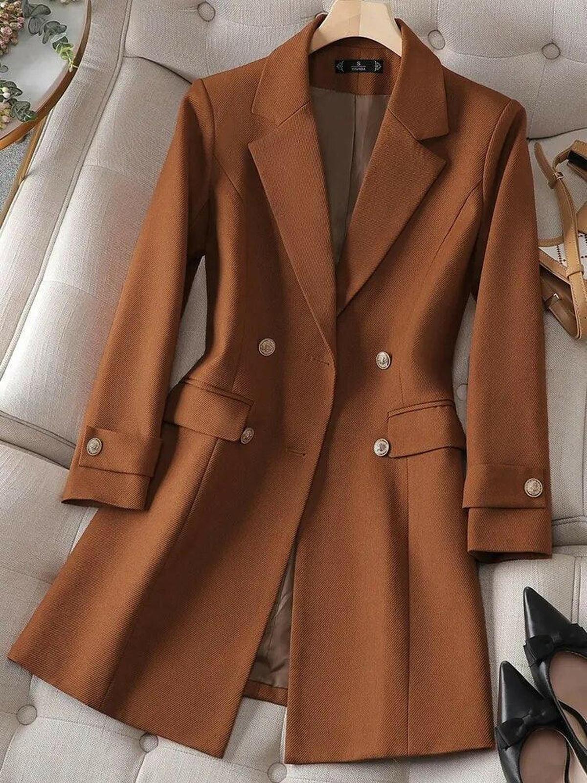 WW | Leichter Doppelt Gefütterter Blazer Mantel Für Frauen