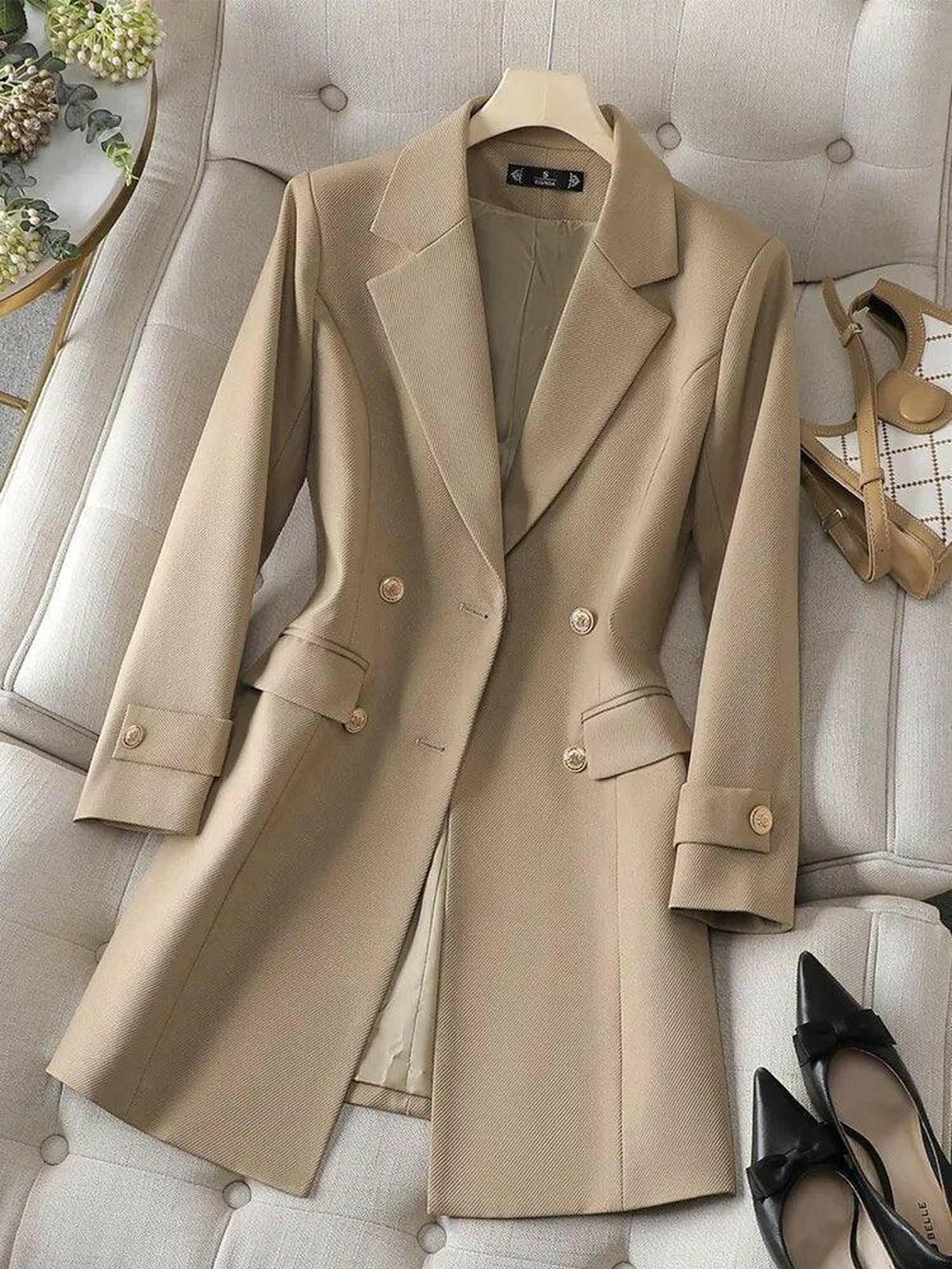 WW | Leichter Doppelt Gefütterter Blazer Mantel Für Frauen