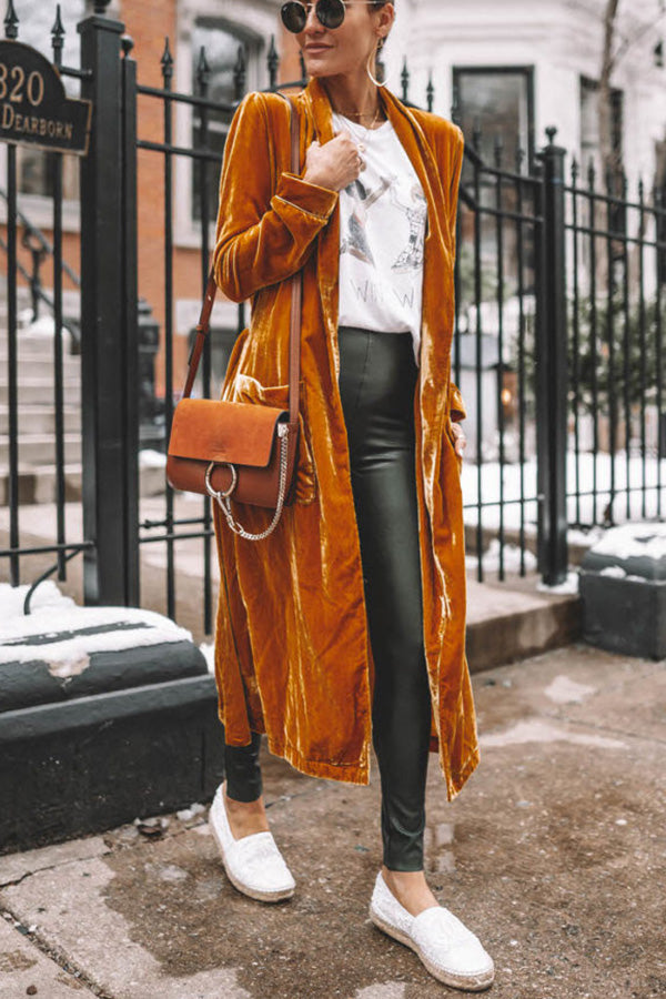 WW | Damen Samt Cardigan mit Langen Ärmeln