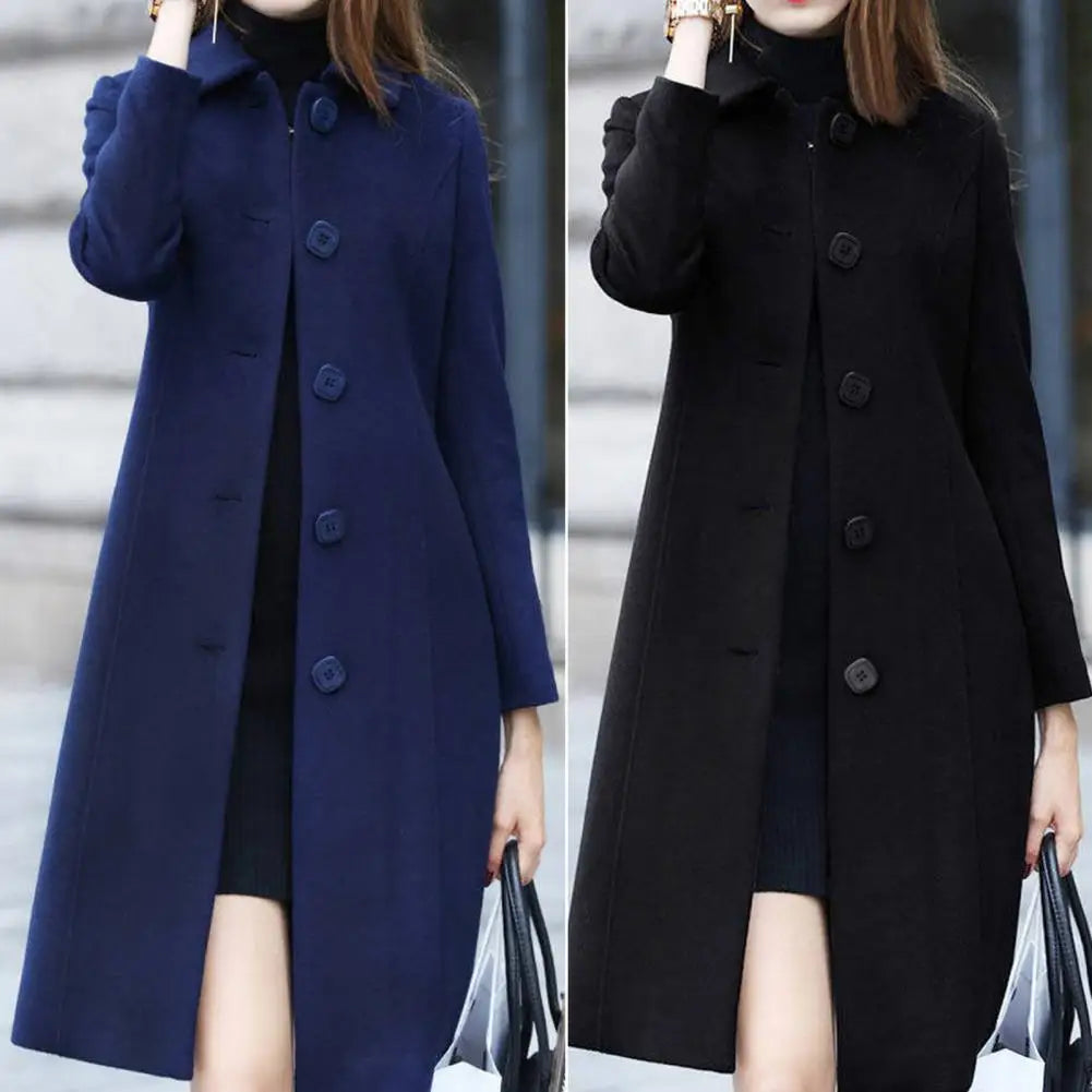 WW | Women's Elegant Long Wool Coat Warm Winter Wear