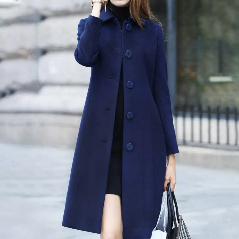 WW | Women's Elegant Long Wool Coat Warm Winter Wear