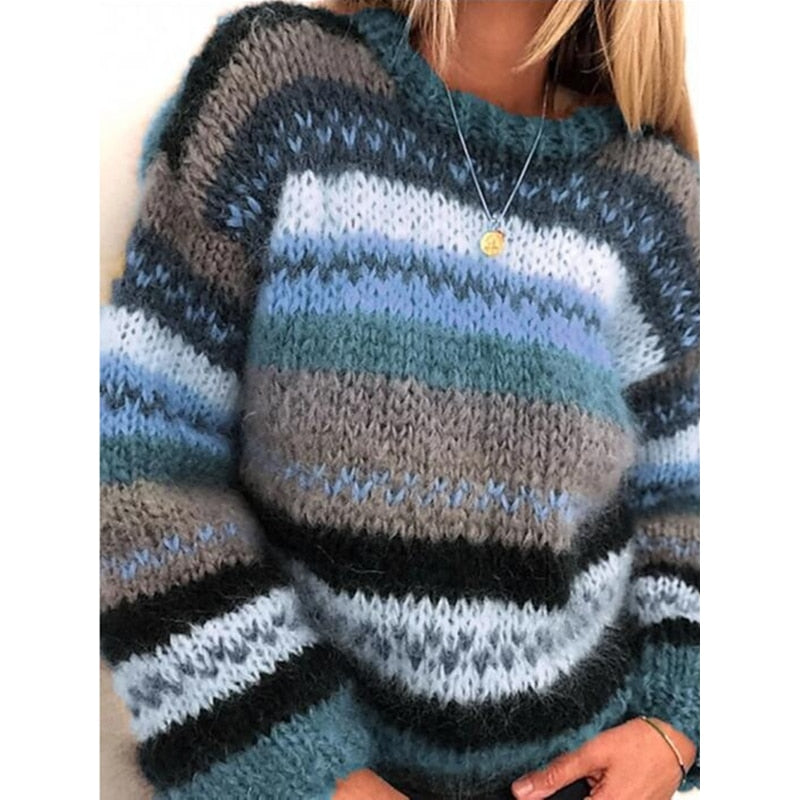 WW | Warm & Stylish Striped Knit Sweater for Comfort