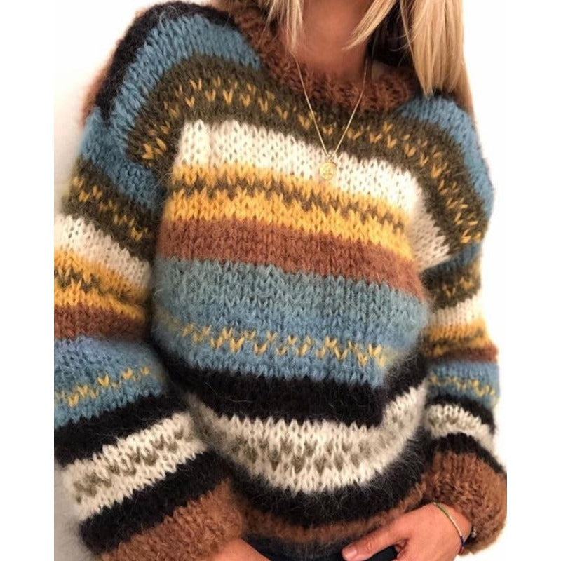 WW | Warm & Stylish Striped Knit Sweater for Comfort