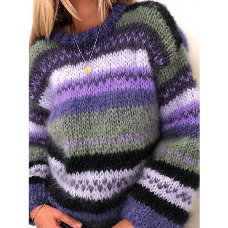 WW | Warm & Stylish Striped Knit Sweater for Comfort