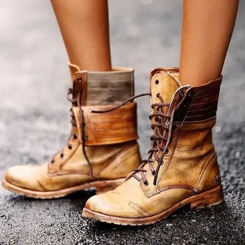 WW | Stylische Damen Leder Stiefeletten
