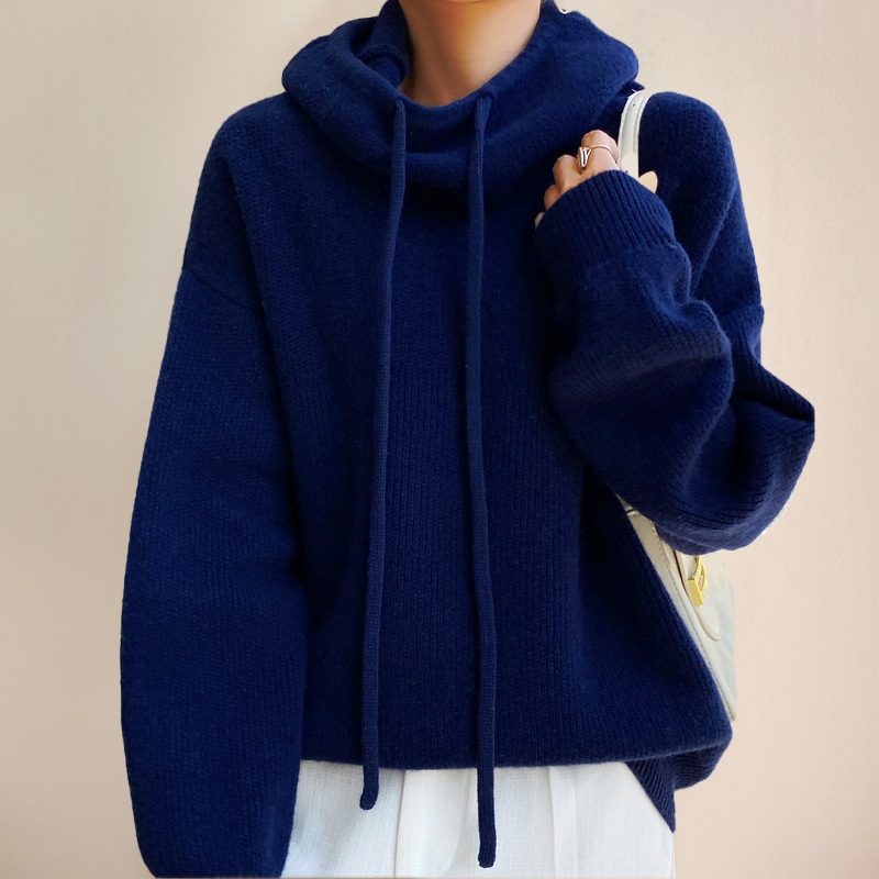 WW | Cozy Oversized Knitted Hoodie with Adjustable Drawstring