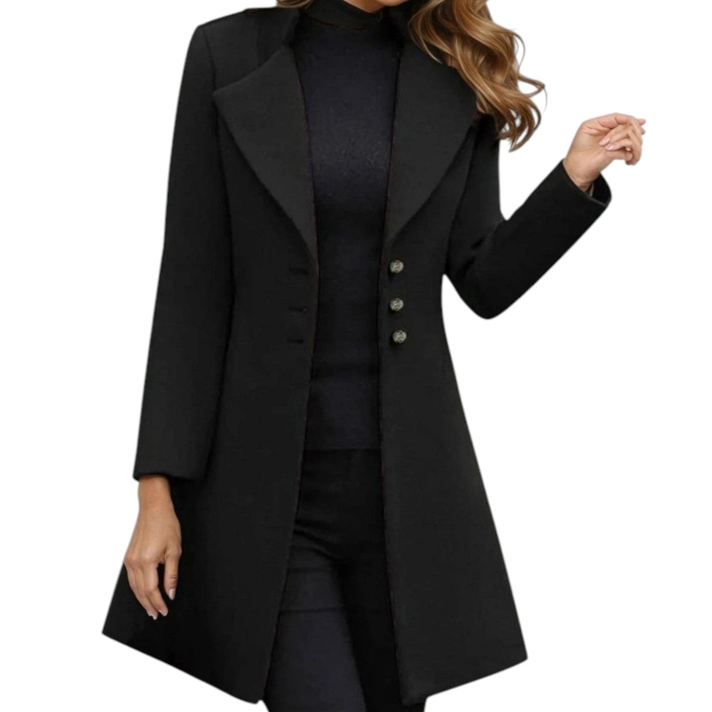 WW | Stylish Long-Sleeve Wool Coat for Chic Winter Warmth