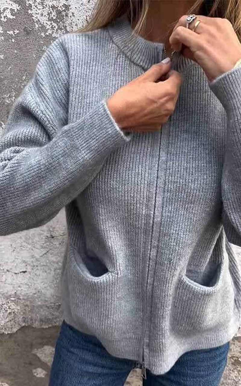 WW | Stilvolle Strickjacke mit Reißverschluss aus weicher Baumwolle