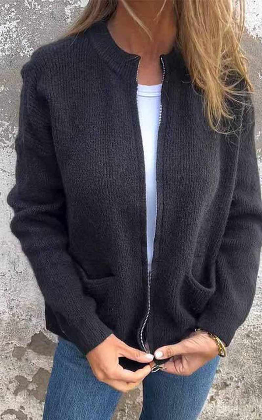 WW | Stilvolle Strickjacke mit Reißverschluss aus weicher Baumwolle