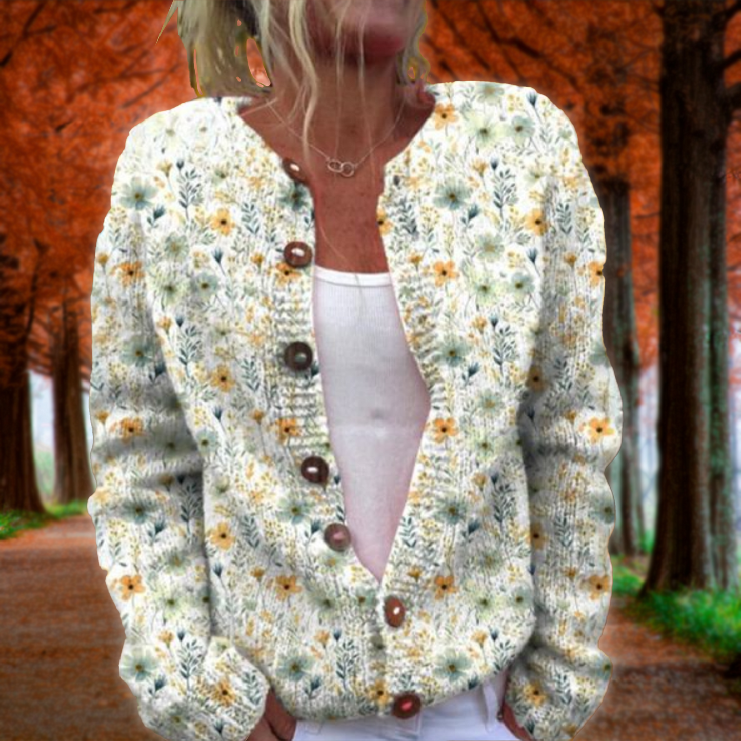 WW | Floral Knit Cardigan Elegant & Cozy Women's Sweater