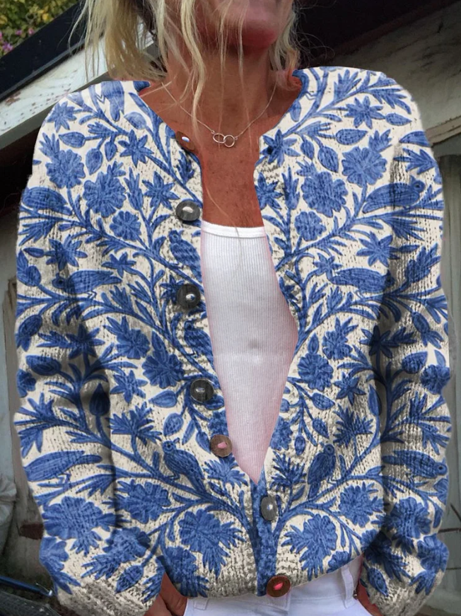 WW | Floral Knit Cardigan Elegant & Cozy Women's Sweater