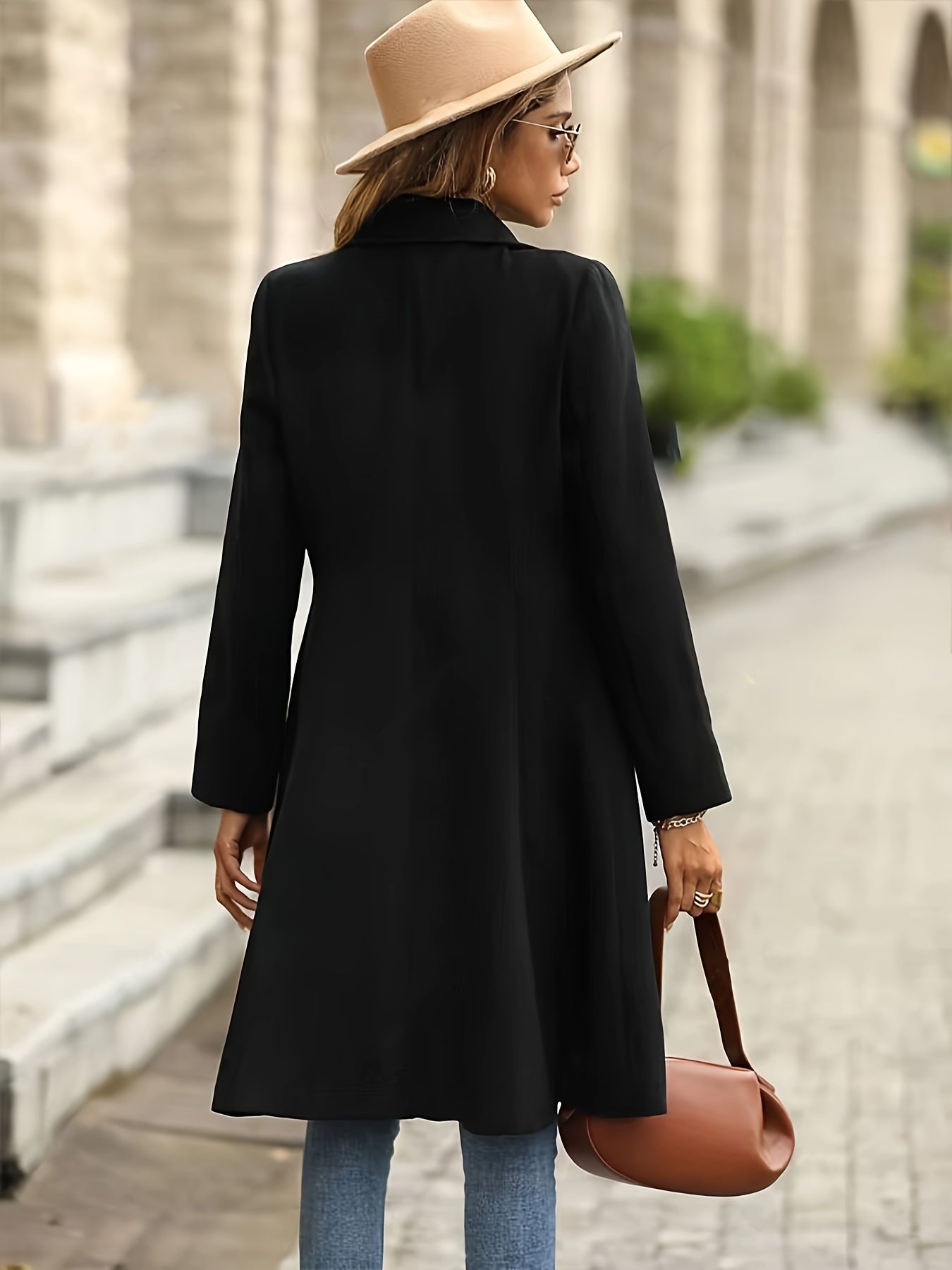 WW | Elegant Black Flare Coat for Timeless Style