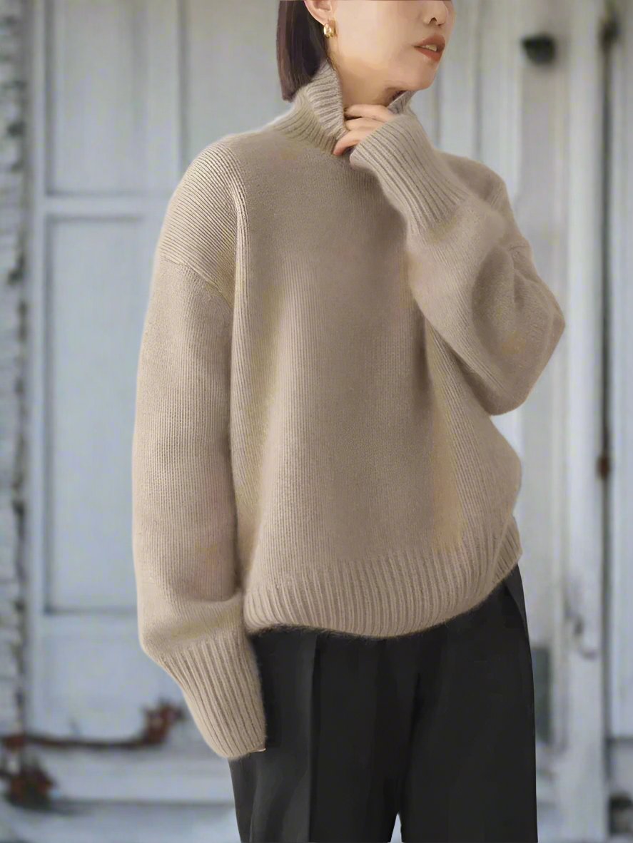 WW | Hochkragen Pullover Wollmischung Übergroß Schnitt Weicher Strickkomfort