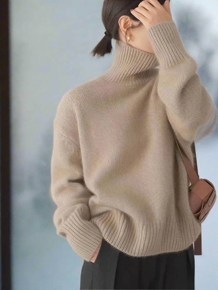 WW | Hochkragen Pullover Wollmischung Übergroß Schnitt Weicher Strickkomfort