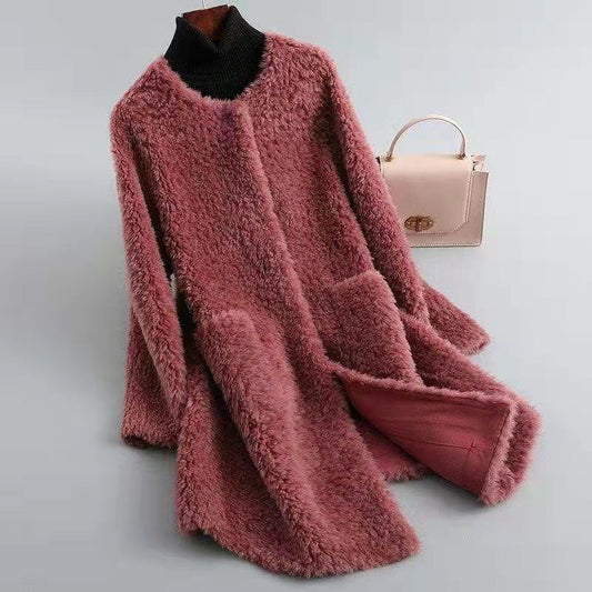WW | Damen Shearling Winterjacke mit Taschen
