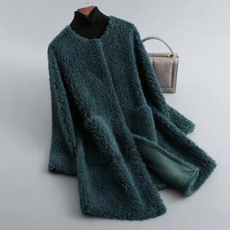 WW | Damen Shearling Winterjacke mit Taschen