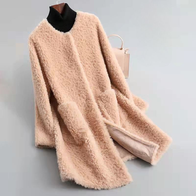 WW | Damen Shearling Winterjacke mit Taschen
