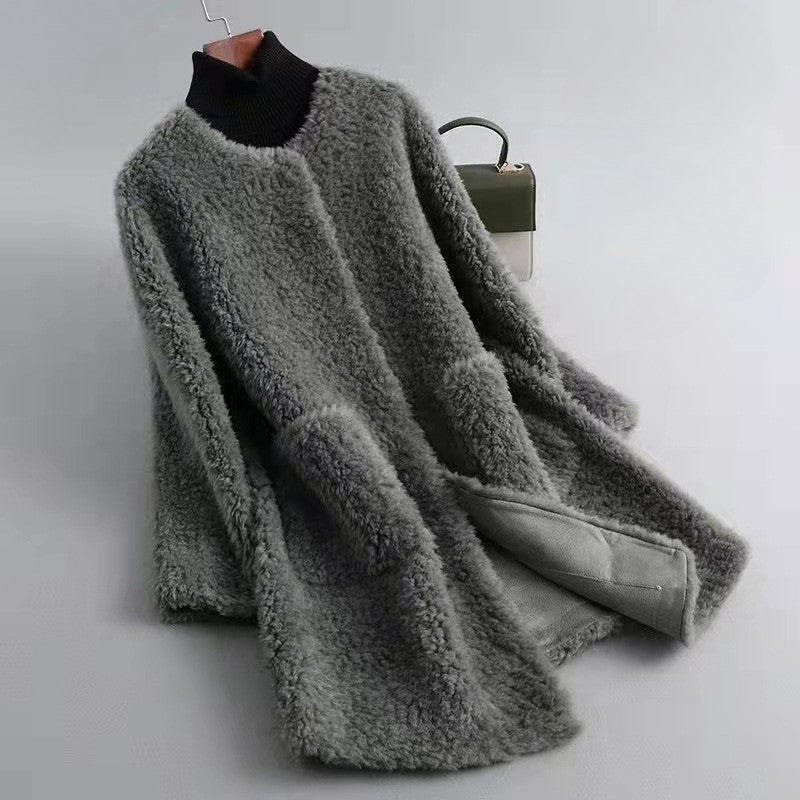 WW | Damen Shearling Winterjacke mit Taschen