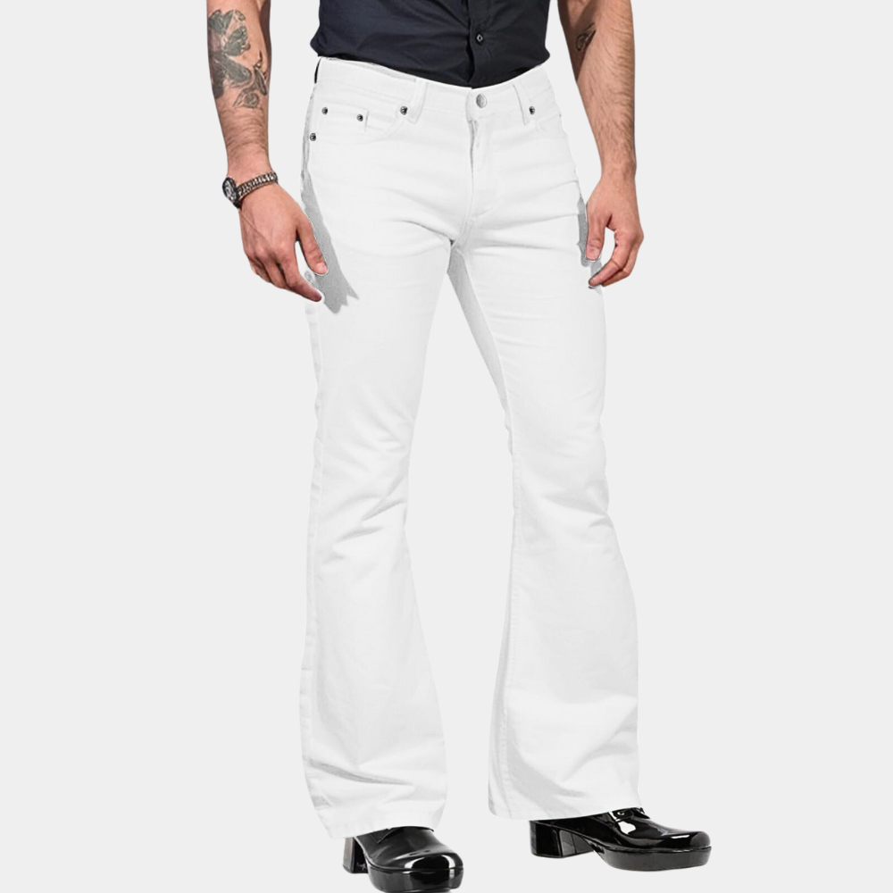 WW | Flared Jeans - Flared Fit in Olive Green in 70s Retro Style