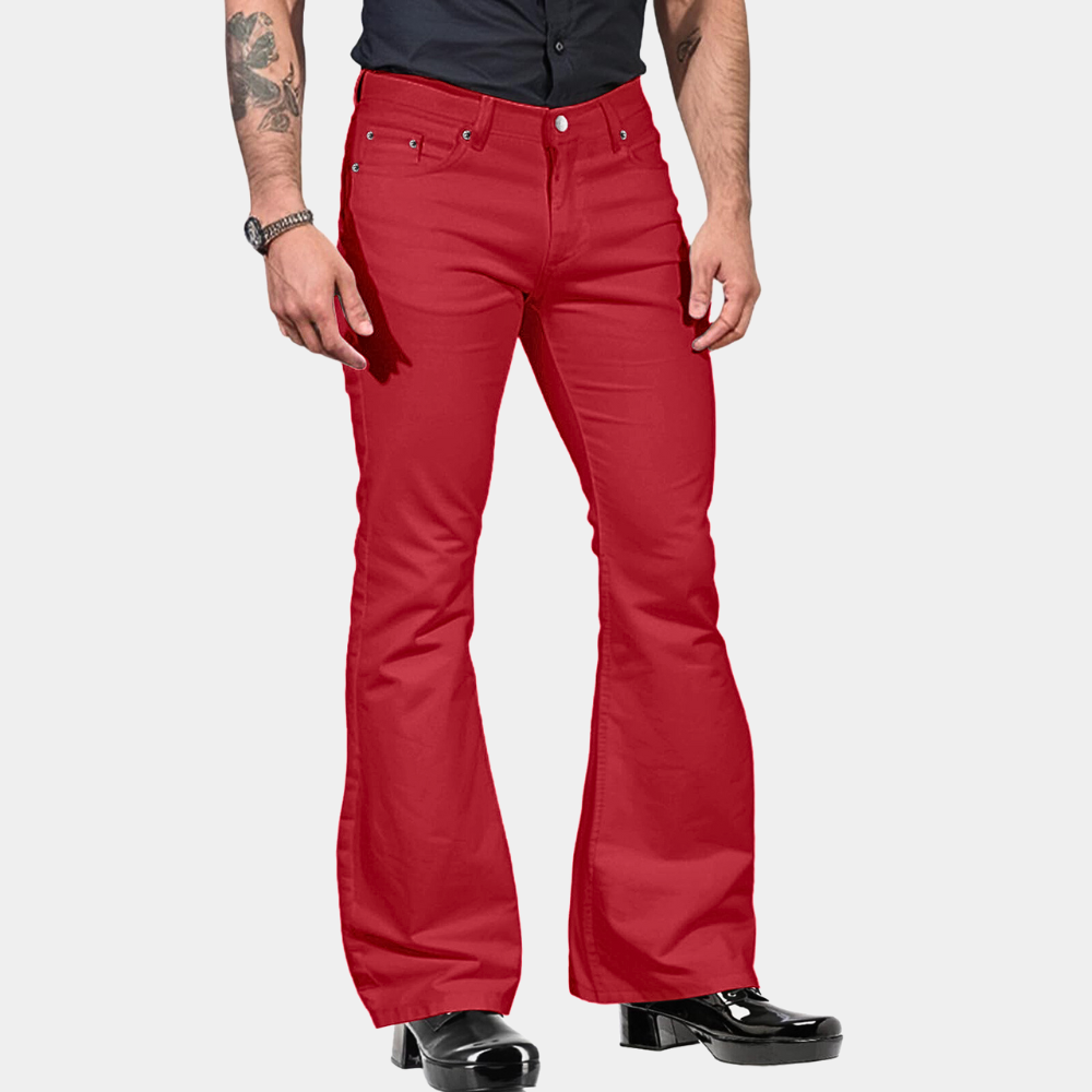 WW | Flared Jeans - Flared Fit in Olive Green in 70s Retro Style