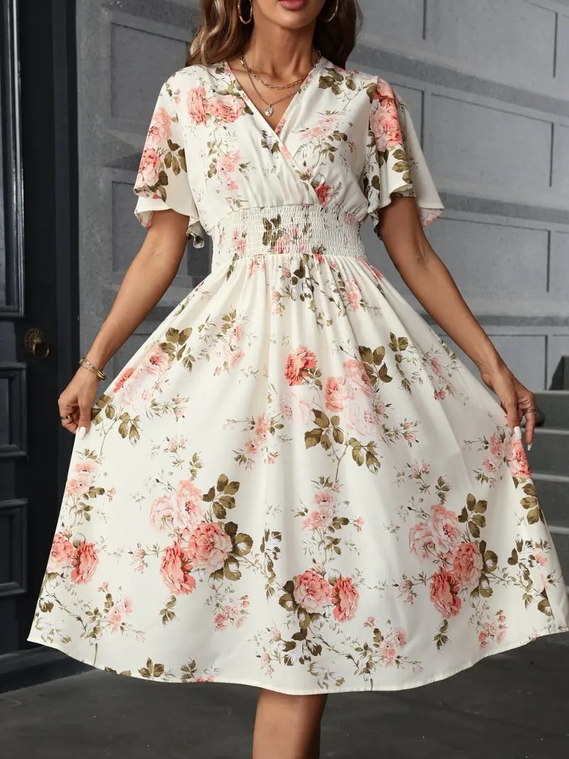 WW | Elegantes Blumen Kleid Für Frühling Und Sommer