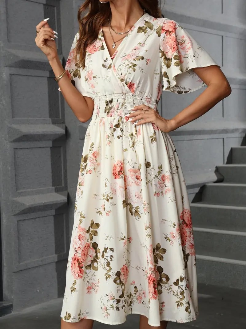WW | Elegantes Blumen Kleid Für Frühling Und Sommer