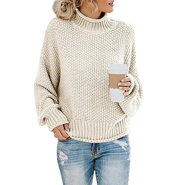 WW | Chunky knit sweater with a high neckline
