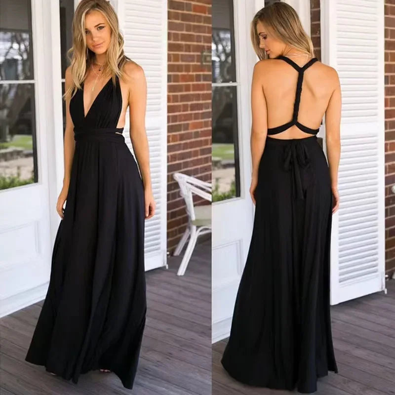 WW - Damen bodenlanger langer Rock & Brautjungfernkleid mit verschiedenen Tragevarianten