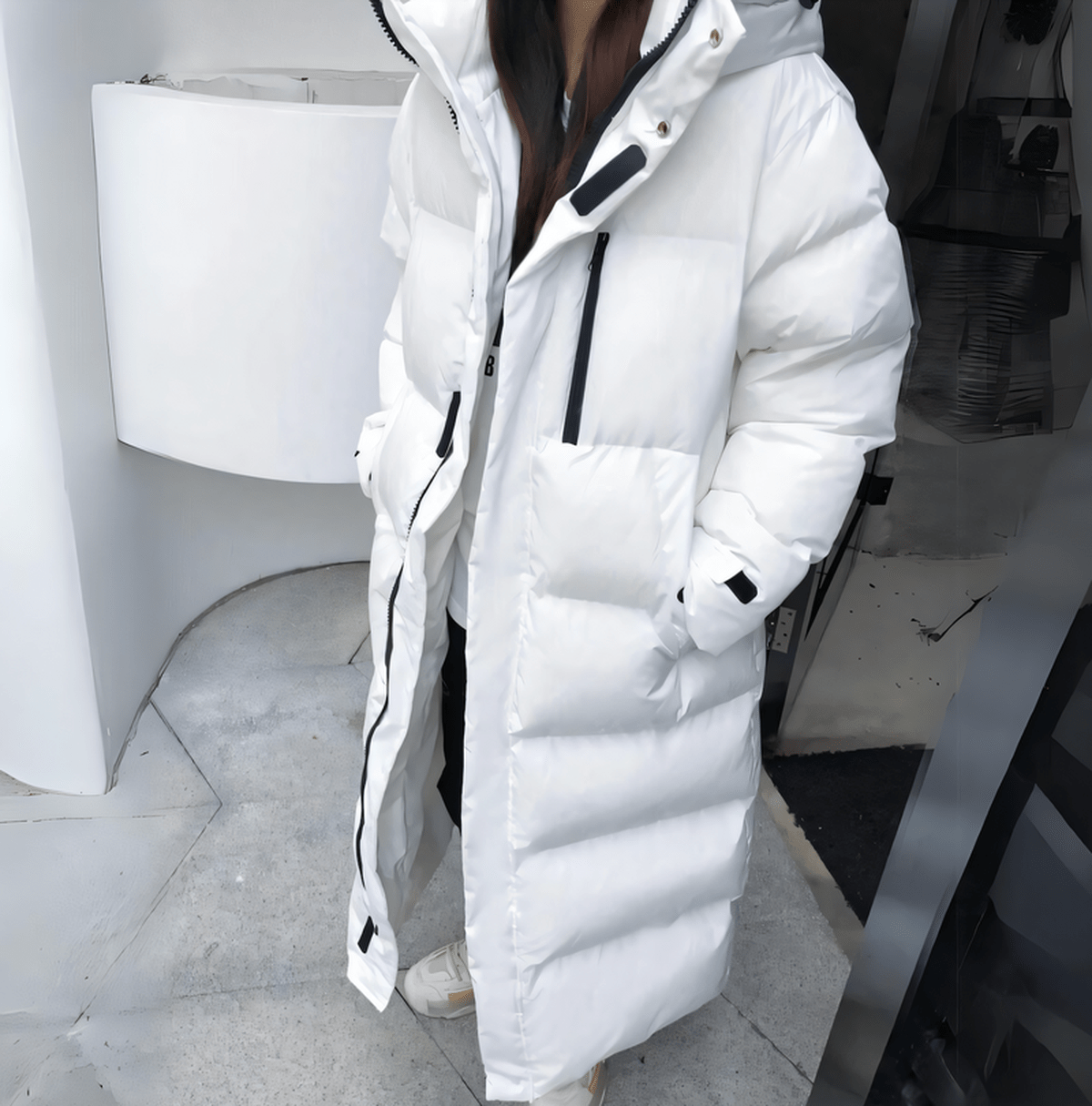 WW | Longline Kapuzenjacke mit Futter und Reißverschluss Sowie Taschen