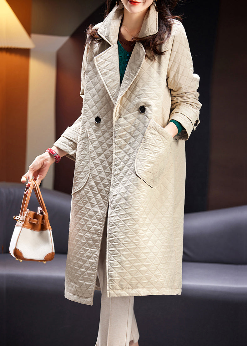 WW | Apricot Peter Pan Collar Pockets Cotton Coats Long Sleeves
