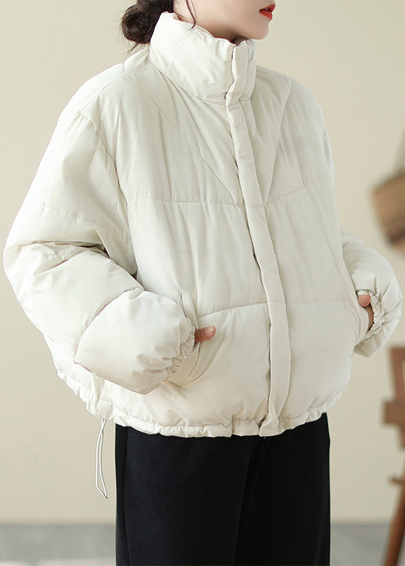 WW | Black Stand-Up Collar Pockets Fine Cotton Padded Warm Winter Jackets