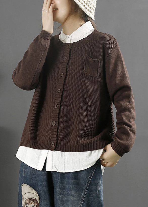 WW | Black Green O Neck Button Cotton Knit Cardigans