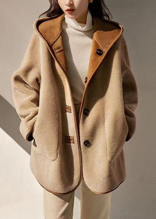 WW | Camel Kapuzen Taschen Patchwork Wende Wollmäntel Winter