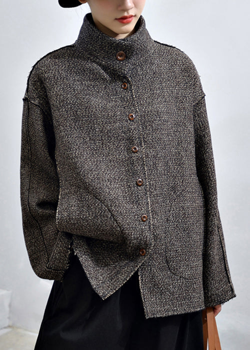 WW | Dark Grey Coat with Buttons and Pocket Details
